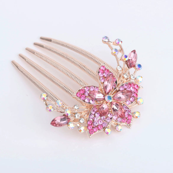 Women's Rhinestone Drop Shape Hair Comb Electroplated Bridal Hair Accessory