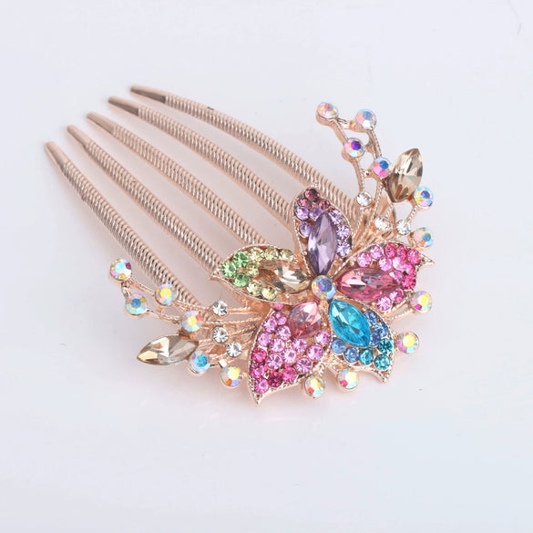 Women's Rhinestone Drop Shape Hair Comb Electroplated Bridal Hair Accessory