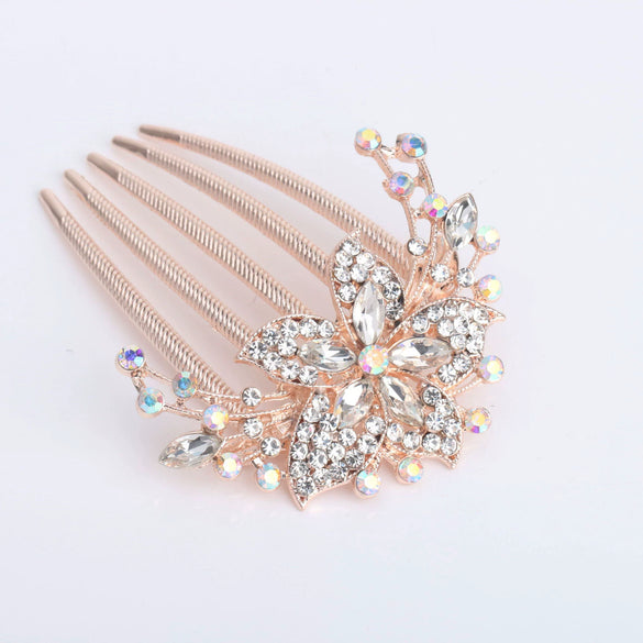 Women's Rhinestone Drop Shape Hair Comb Electroplated Bridal Hair Accessory
