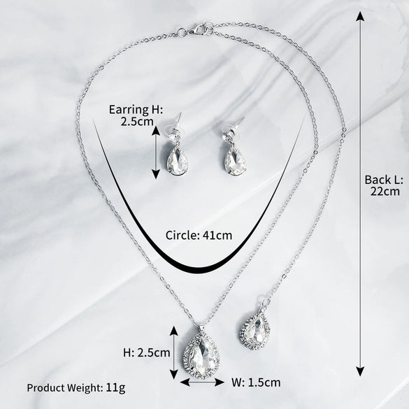 Women's Rhinestone Drop Shape Necklace Earrings And Tassel Body Chain Jewelry Set With Gold Plated Copper And Street Fashion Style