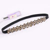 Women's Rhinestone Embellished Elastic Pu Leather Waist Belt With Alloy Buckle And Snap Closure