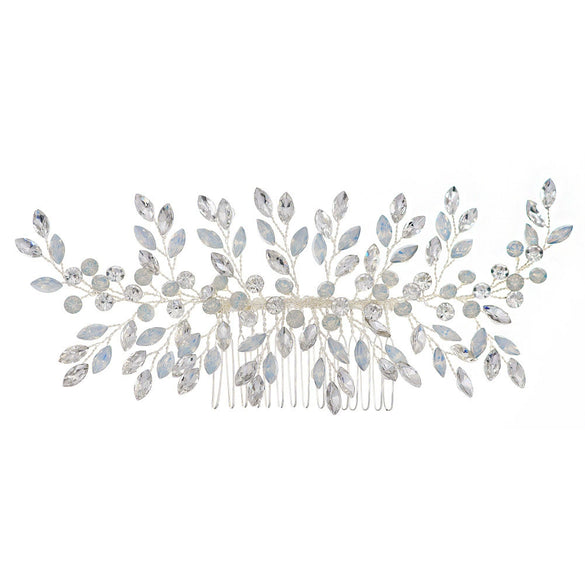 Women's Rhinestone Flower Hair Comb Handmade Woven Headdress For Bridal Wedding And Traditional Dress