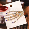 Women's Rhinestone Ghost Hand Side Hair Clip Cartoon Skull Claw Hairpin With Sparkling Diamond Style Detail