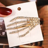 Women's Rhinestone Ghost Hand Side Hair Clip Cartoon Skull Claw Hairpin With Sparkling Diamond Style Detail