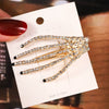 Women's Rhinestone Ghost Hand Side Hair Clip Cartoon Skull Claw Hairpin With Sparkling Diamond Style Detail