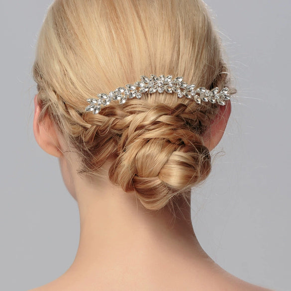 Women's Rhinestone Hair Comb Claw Clip With Marquise Diamond Style Wedding Bridal Headpiece