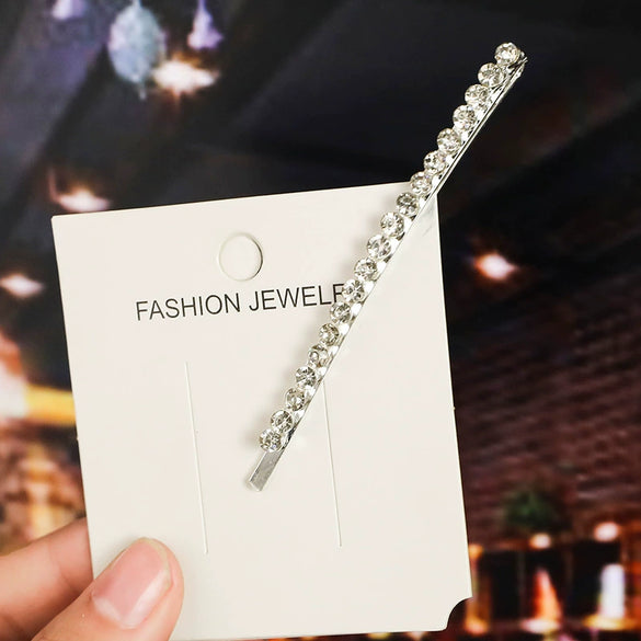 Women's Rhinestone Letter Hair Side Clip Sparkling Text Design Bangs Hairpin Accessory
