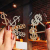 Women's Rhinestone Letter Hair Side Clip Sparkling Text Design Bangs Hairpin Accessory