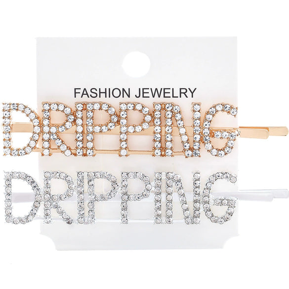 Women's Rhinestone Letter Hair Side Clip Sparkling Text Design Bangs Hairpin Accessory