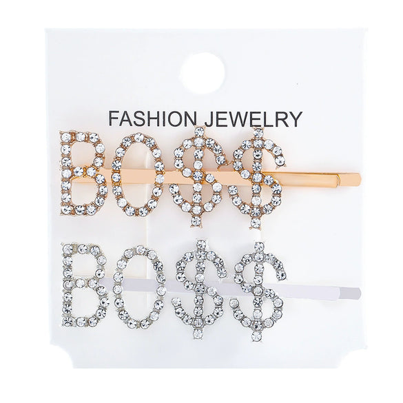 Women's Rhinestone Letter Hair Side Clip Sparkling Text Design Bangs Hairpin Accessory