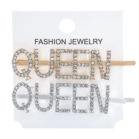 Women's Rhinestone Letter Hair Side Clip Sparkling Text Design Bangs Hairpin Accessory