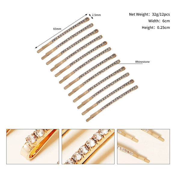 Women's Rhinestone Metal Side Hair Clip Simple Sparkling Bangs Barrette For Everyday Hairstyles
