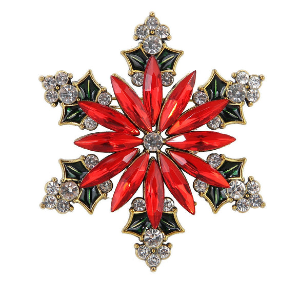 Women's Rhinestone Snowflake Brooch In Zinc Alloy Festive Decorative Corsage For Sweaters And Dresses
