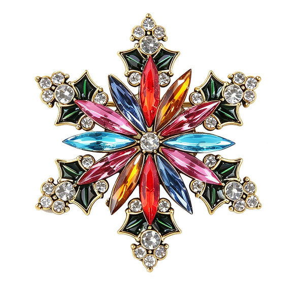 Women's Rhinestone Snowflake Brooch In Zinc Alloy Festive Decorative Corsage For Sweaters And Dresses