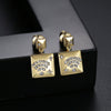 Women's Rhombus Copper Earrings With Zircon Inlay And Electroplated Finish Fashion Jewelry