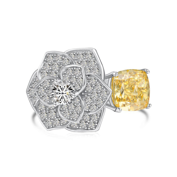 Women's Ring S925 Silver Heart Shape Geometric French Retro Electroplated