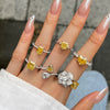 Women's Ring S925 Silver Heart Shape Geometric French Retro Electroplated