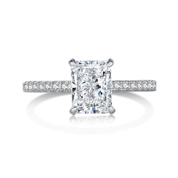 Women's Ring S925 Sterling Silver Geometric Style Flower Cut Square Water Drops Snowflake Zircon Electroplated