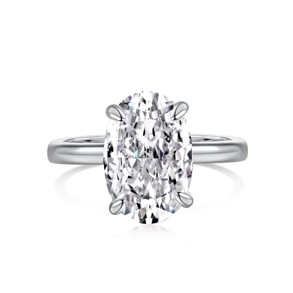 Women's Ring S925 Sterling Silver Geometric Style Flower Cut Square Water Drops Snowflake Zircon Electroplated