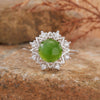 Women's Ring S925 Sterling Silver With Natural Jade Lapis Lazuli Topaz Amethyst Citrine Set With Crystal In Flower Shape