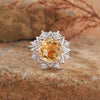 Women's Ring S925 Sterling Silver With Natural Jade Lapis Lazuli Topaz Amethyst Citrine Set With Crystal In Flower Shape