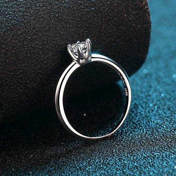 Women's Ring Sterling Silver 925 Plated Pt950 Gold The Crown Pattern Moissanite Six Claw Half Mountain Style Electroplated