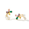 Women's Rose Gold Color Copper Flower Bud Pearl Earrings With Zirconia Simple Floral Jewelry