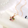 Women's Rose Gold Color Copper Flower Necklace With Zircon Inlay Fashion O Chain Pendant Necklace
