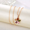 Women's Rose Gold Color Copper Flower Necklace With Zircon Inlay Fashion O Chain Pendant Necklace