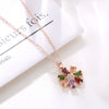 Women's Rose Gold Color Flower Pendant Necklace With Artificial Zircon O Chain Natural Floral Style Jewelry