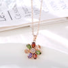 Women's Rose Gold Color Flower Pendant Necklace With Artificial Zircon O Chain Natural Floral Style Jewelry