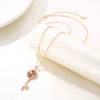Women's Rose Gold Colorful Zircon Key Pendant Necklace With Small Clear Geometric Charm Copper O Chain