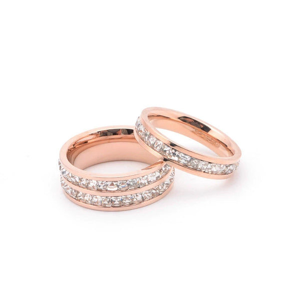 Women's Rose Gold Electroplated Titanium Steel Fashion Ring With Rhinestone Accent For Index Finger