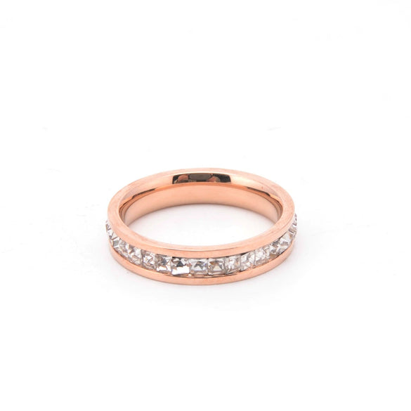 Women's Rose Gold Electroplated Titanium Steel Fashion Ring With Rhinestone Accent For Index Finger