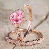Women's Rose Gold Flower Ring Set With Micro Inlaid Zircon Electroplated Metal Hand Jewelry Elegant Fashion Style