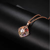 Women's Rose Gold Plated Copper Flower And Coin Pendant Necklace With Water Wave Chain And Zircon Embossed Cross Detail