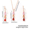 Women's Rose Gold Plated Copper Zircon Jewelry Set With Necklace And Earrings Love Water Drop Pendant Design