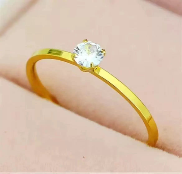 Women's Rose Gold Plated Titanium Steel Geometric Ring With Pearlescent Finish Wedding Engagement Jewelry Gift