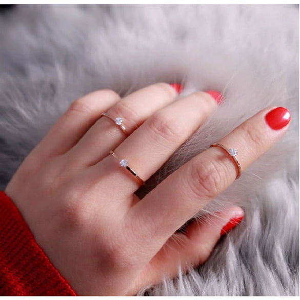 Women's Rose Gold Plated Titanium Steel Geometric Ring With Pearlescent Finish Wedding Engagement Jewelry Gift