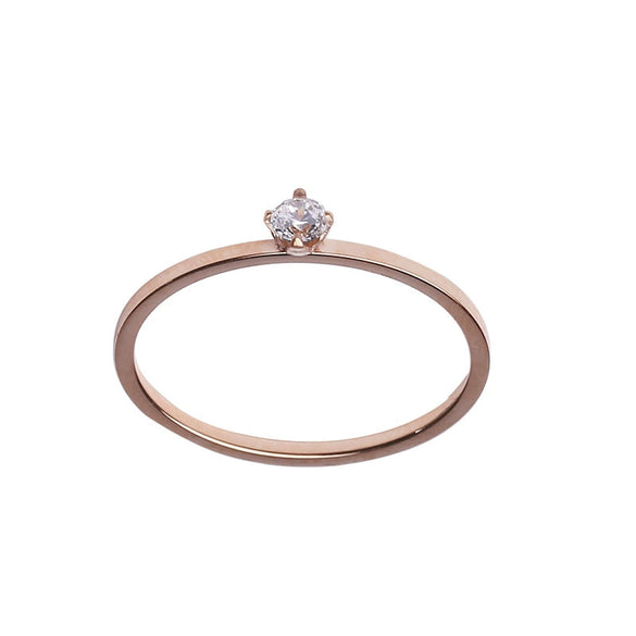 Women's Rose Gold Plated Titanium Steel Geometric Ring With Pearlescent Finish Wedding Engagement Jewelry Gift