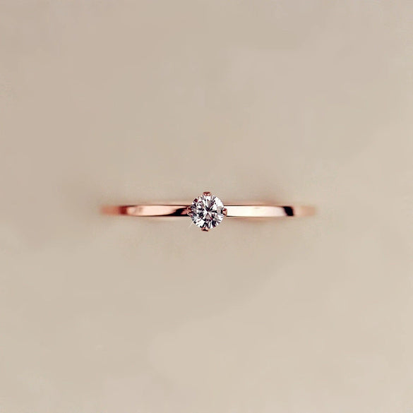 Women's Rose Gold Plated Titanium Steel Geometric Ring With Pearlescent Finish Wedding Engagement Jewelry Gift