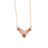 Women's Rose Gold Tone Copper Letter V Necklace With Artificial Zircon Pendant And O Chain Fashion Jewelry