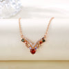 Women's Rose Gold Tone Copper Letter V Necklace With Artificial Zircon Pendant And O Chain Fashion Jewelry