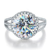 Women's Round Bag Three Rows Moissanite Ring 925 Silver With Geometric Design Electroplated