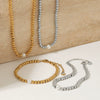 Women's Round Bead Stainless Steel Jewelry Set With Vacuum Plating And Minimalist Geometric Style Necklace And Bracelet Suit For Wholesale