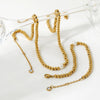 Women's Round Bead Stainless Steel Jewelry Set With Vacuum Plating And Minimalist Geometric Style Necklace And Bracelet Suit For Wholesale