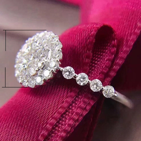 Women's Round Copper Geometric Zircon Inlaid Ring