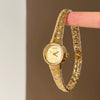 Women's Round Dial Watch With Snake Bone Chain Stainless Steel Buckle Alloy Strap Metal Case