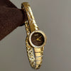 Women's Round Dial Watch With Snake Bone Chain Stainless Steel Buckle Alloy Strap Metal Case