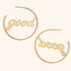 Women's Round Geometric Letter Text Earrings In Stainless Steel With Electroplated Finish